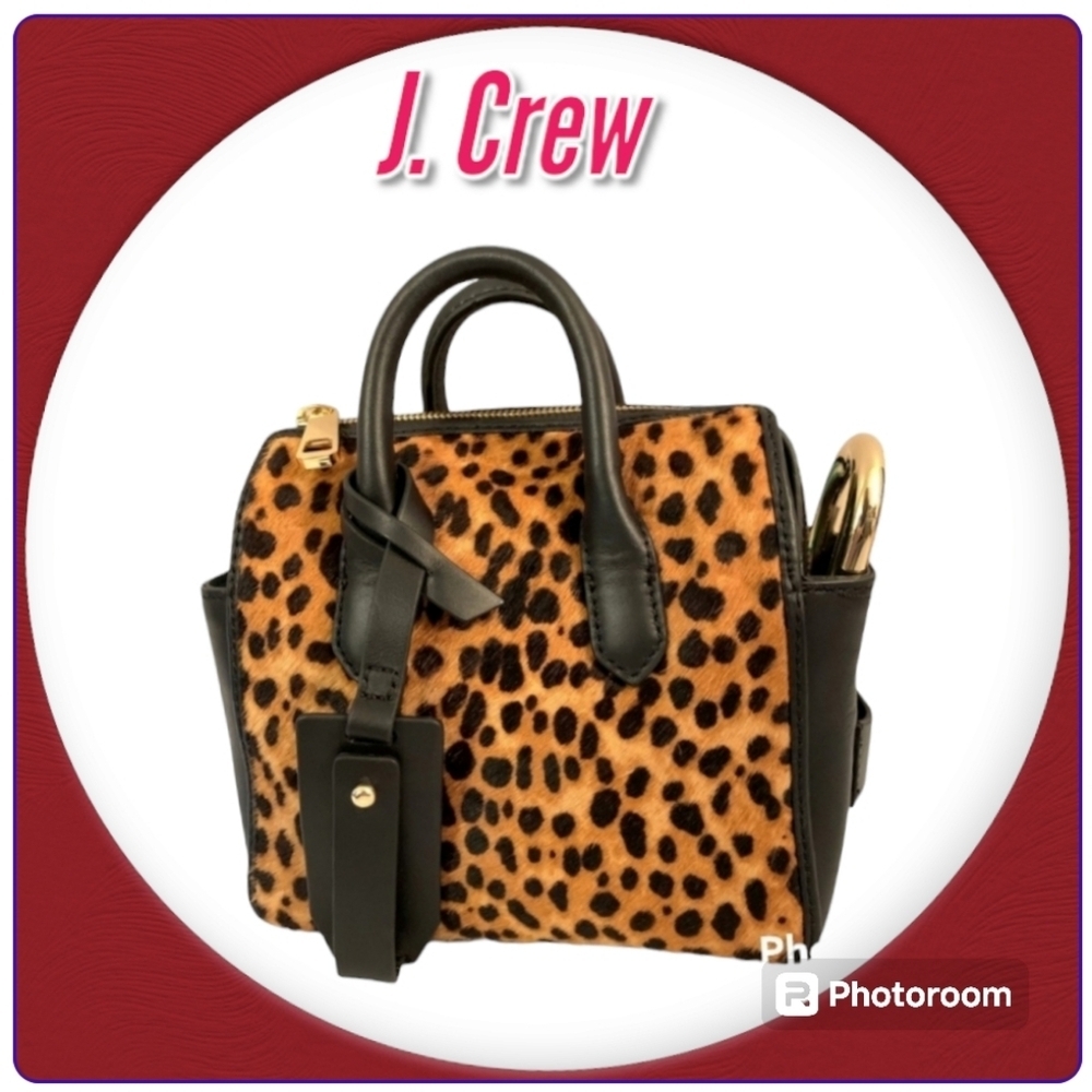 Crew Harper Mini Satchel Crossbody Leopard Calf Hair - Picture 2 of 15